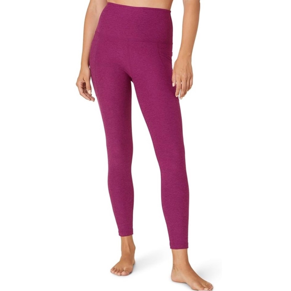 BEYOND YOGA Womens High Waisted Midi Leggings Pink Spacedye XS
